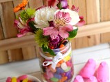 candy and flowers centerpiece