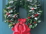 silver fir and holly wreath