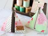 triangle patchwork pouch