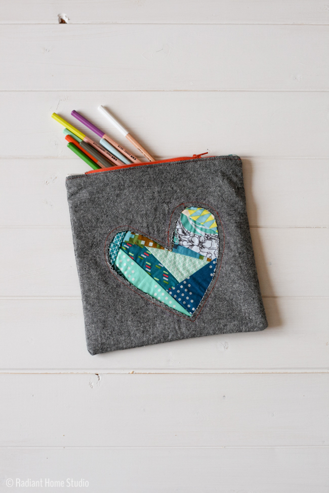 patchwork heart zipper pouch (via radianthomestudio)