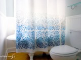 stenciled shower curtain