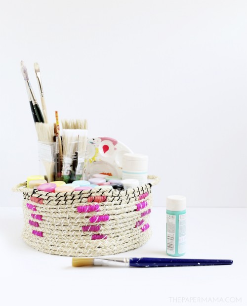 Easy DIY Woven Rope Baskets For Storage