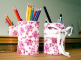 desk organizers of tin cans
