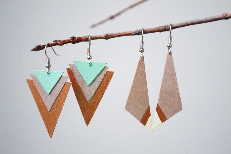 wooden triangles earrings