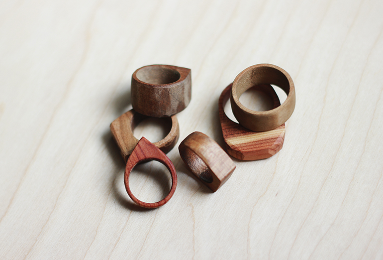 simple wooden rings