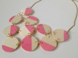 pink wood bib necklace