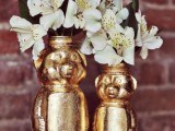 gold honey bear vase