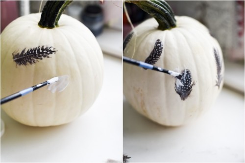 Eye Catching DIY Feathered Decoupage Pumpkin