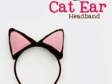 black and pink cat ear headband