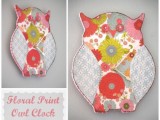 floral prinnt owl clock