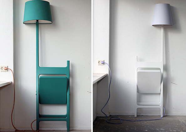 Folding Chair Combined With Floor Lamp