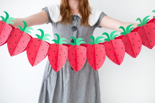 foldable paper strawberry garland