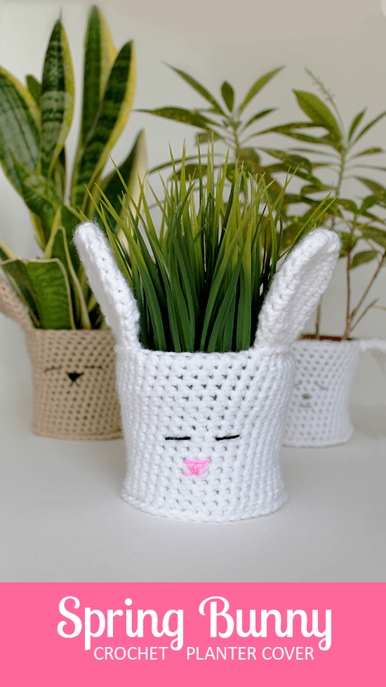 bunny crochet planter