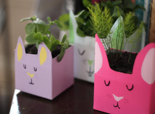 recycled bunny planters