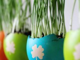 colorful egg planters for grass