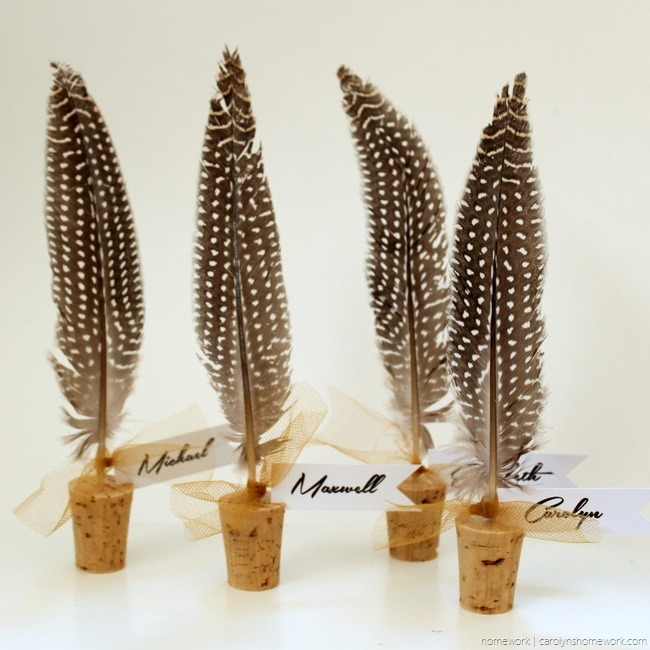 feather place cards