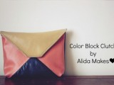 color blocked leather clutch