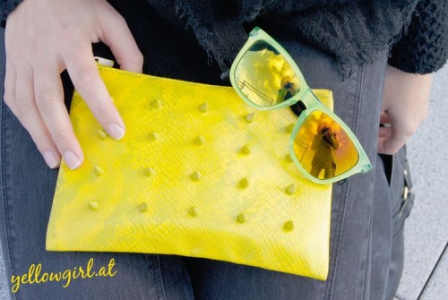 spiked neon clutch