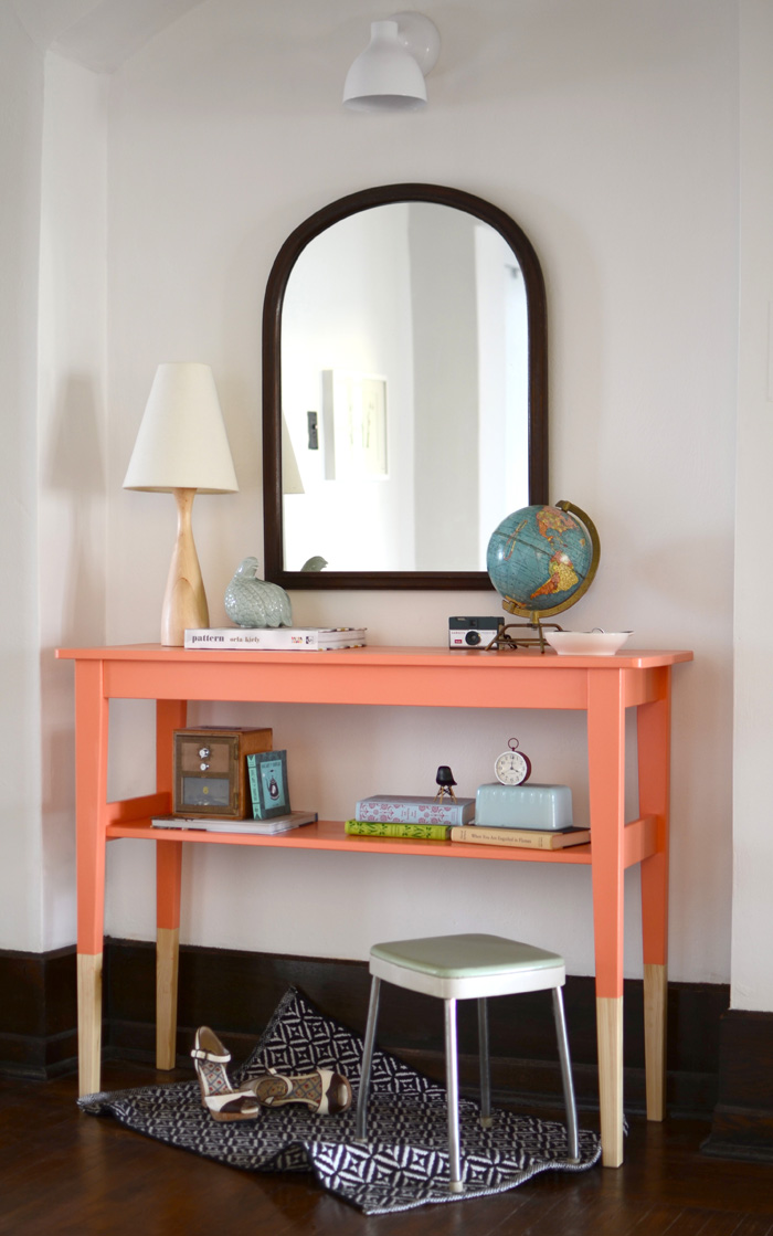 DIY Entry Table From IKEA's SVALBO Table (via thesweetbeastblog)