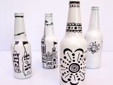 patterned wine bottles