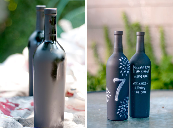 chalkboard wine bottle table numbers (via baysidebride)