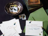 creative bug invitations in green envelopes are nice for Halloween – not too scary and very chic