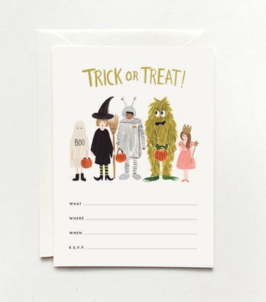 a bright and fun Halloween party invite with painted monsters and witches is a very nice piece