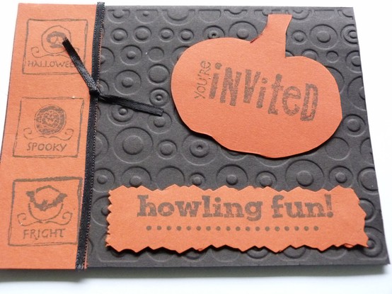 a bright Halloween invitation in black and orange, with patterns and cool printing is amazing