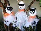 Haloween Ghosts Made With Deco Mesh