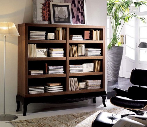 a modern bookcase looking refined, a fresh take on classics is a cool idea to spruce up a neutral space