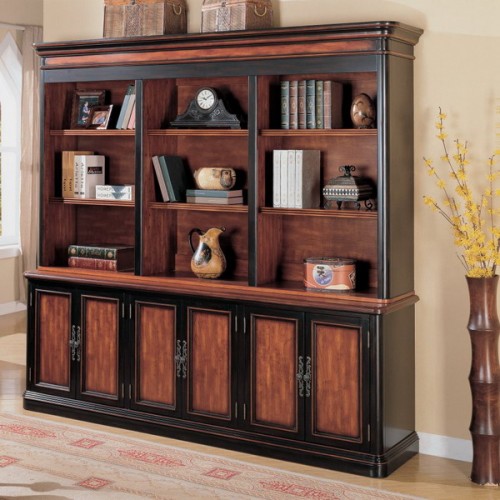 a dark bookcase looks very refined and chic, it will add an elegant feel to your space