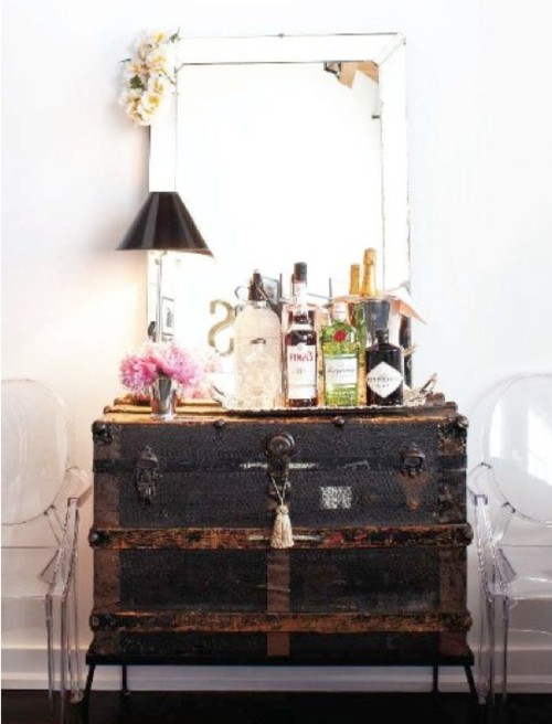 A vintage dresser would make your home bar a centrepiece of any room.