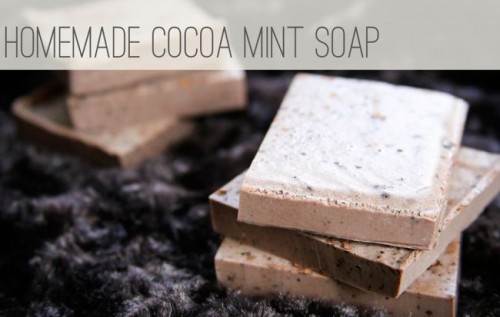 Homemade Mint And Cocoa Soap Bars