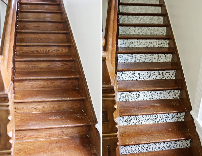 Picture Of how to customize the stairs using removable wallpaper  3