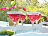frost stenciled martini glasses