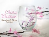 cherry blossom branches glass