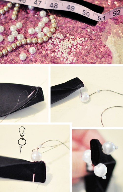 How To Make A Velvet And Pearl Hair Ribbon