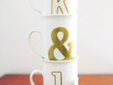 gold monogram mugs