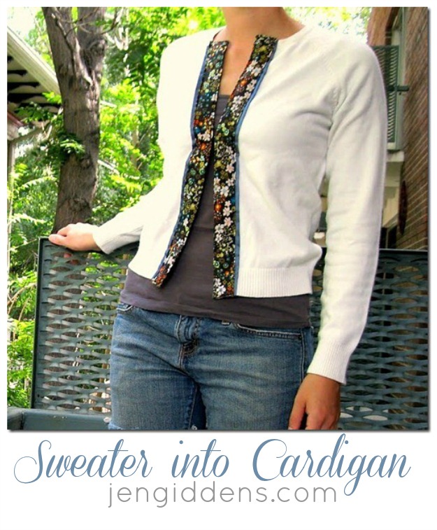 guest sweater into cardigan