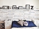 whitewashed wood pallets wall