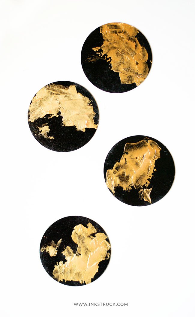 Picture Of ikea hack easy diy gold and black coasters  1