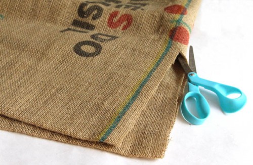 Industrial Inspired DIY Burlap Coffee Bag Ottoman