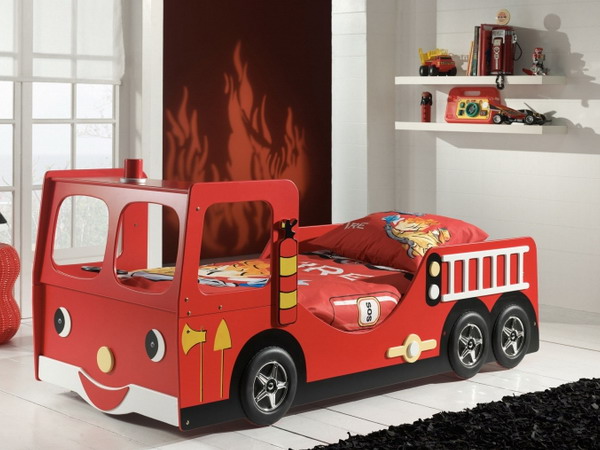 What kid doesn't want to sleep in a firetruck?