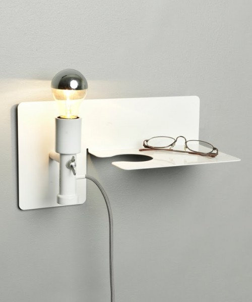 Stylish Wall Lamp Combined With A Steel Shelf