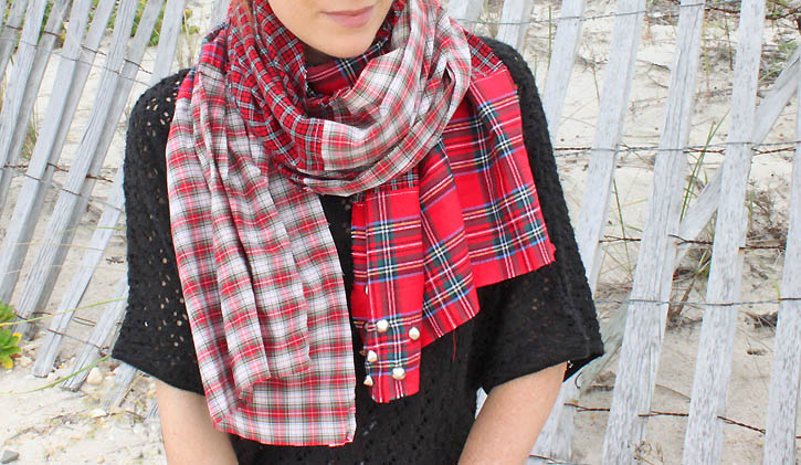checked shirt scarf