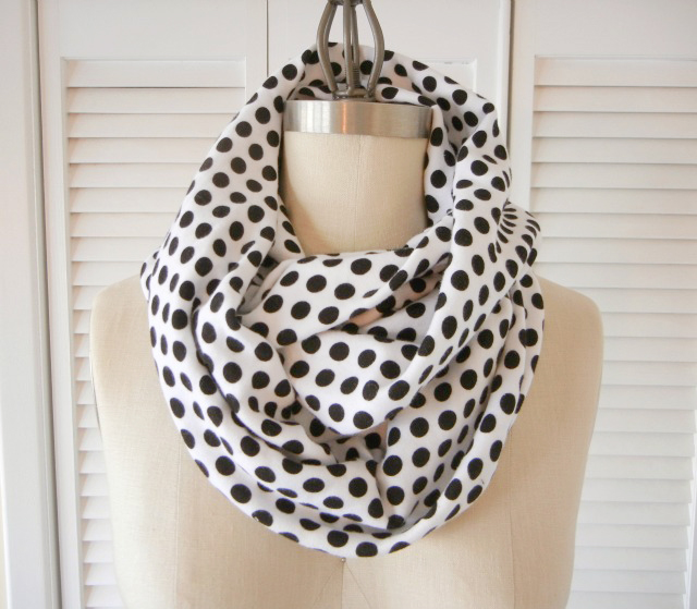 polka dot black and white scarf