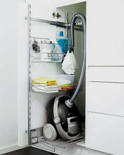 Clever roll out vacuum cleaner storage solution