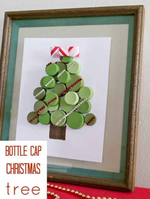 bottle cap Christmas tree (via shelterness)