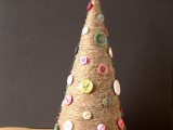 twine Christmas tree with buttons