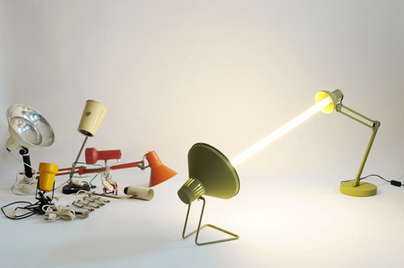 Old Lamps Remade Into Modern Fluriscent Fixtures